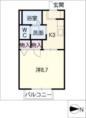 フォルス日比野(1K/2階)の間取り写真