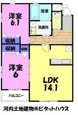 鈴富レジデンスB棟(2LDK/3階)の間取り写真