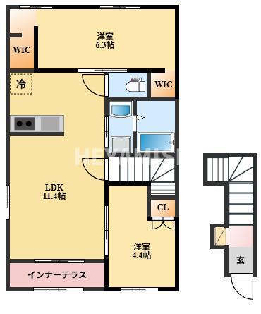 ルクスRNR(2LDK/1階)の間取り写真
