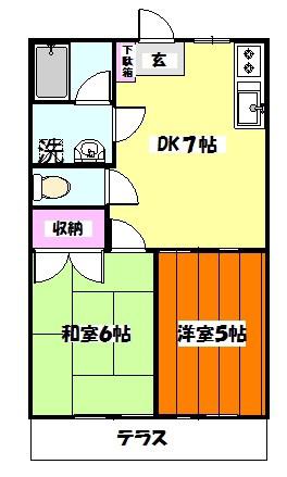 妙正寺コーポ(2DK/1階)の間取り写真