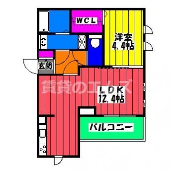 クレストヴェール清水(1LDK/3階)の間取り写真