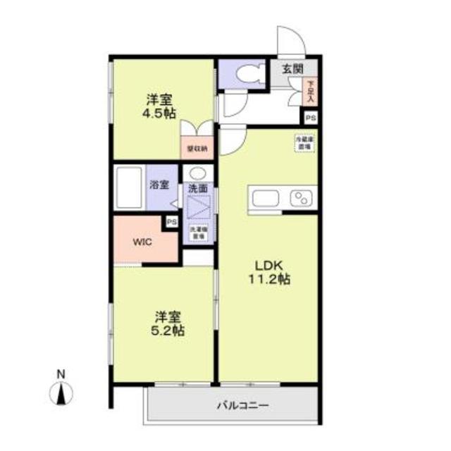 FOREST MAISON CREAウエスト(2LDK/1階)の間取り写真