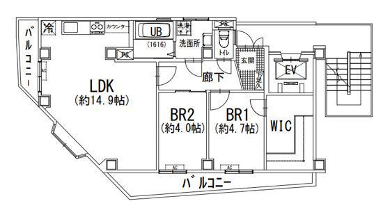カルムメゾン丸山(2LDK/2階)の間取り写真