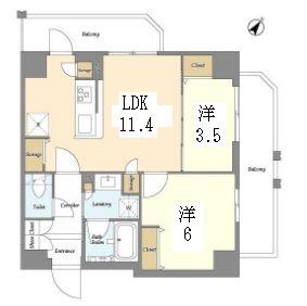RETERRACE三ノ輪ウエスト(2LDK/3階)の間取り写真