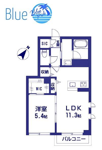 リミニイ湘南(1LDK/1階)の間取り写真