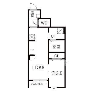 東北新幹線 古川駅 徒歩19分 2階建 築1年(1LDK/1階)の間取り写真