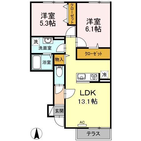 メゾンフレーズ(2LDK/1階)の間取り写真