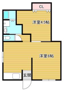 光栄荘(1LDK/2階)の間取り写真