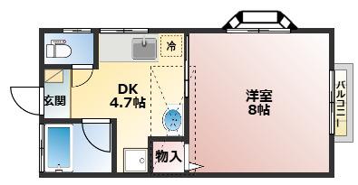 コーポ壱番館(1DK/2階)の間取り写真