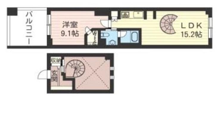 レジデンスシャルマン月島(1LDK/7階)の間取り写真