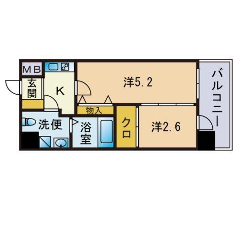 グランフォーレ呉服町(2K/6階)の間取り写真