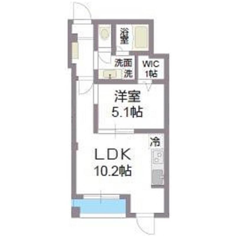 ラシーネワンパークプレイス(1LDK/3階)の間取り写真