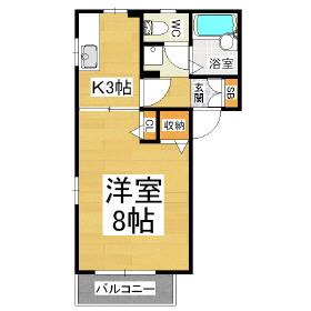 ディアスY・K(1K/1階)の間取り写真