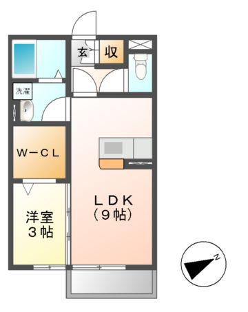 プランドールI(1LDK/1階)の間取り写真