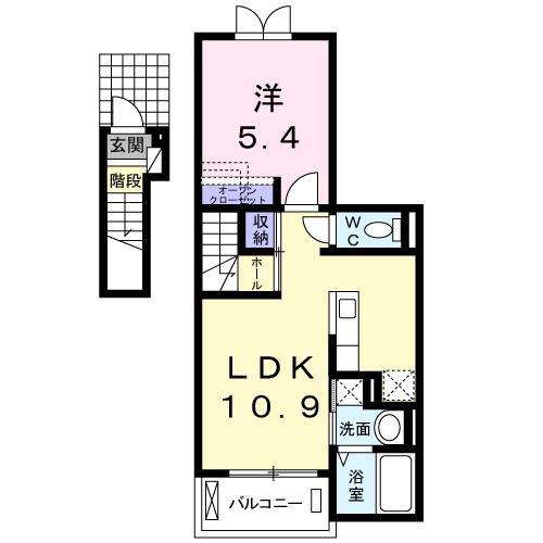 ジュネス(1LDK/2階)の間取り写真