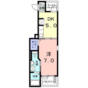 JR東北本線 岩切駅 徒歩19分 3階建 築10年(1DK/3階)の間取り写真