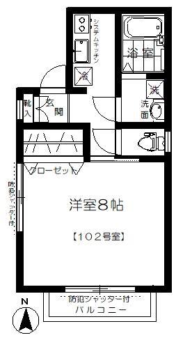 リトルフォレスト(1K/1階)の間取り写真
