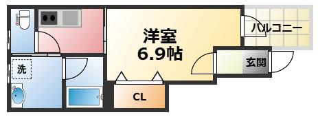 CROUD甲子園里中町(1K/1階)の間取り写真