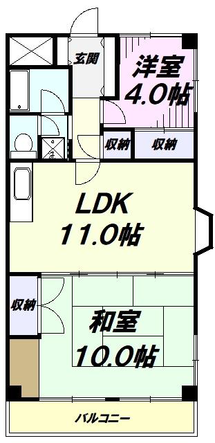 グローバル三井(2LDK/2階)の間取り写真