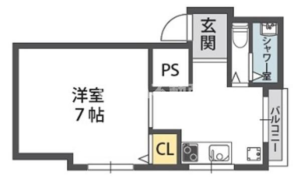 ハイツ大空(1K/4階)の間取り写真
