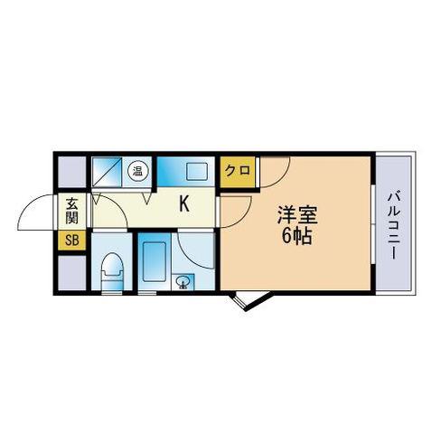 パラージュ西新(1K/2階)の間取り写真