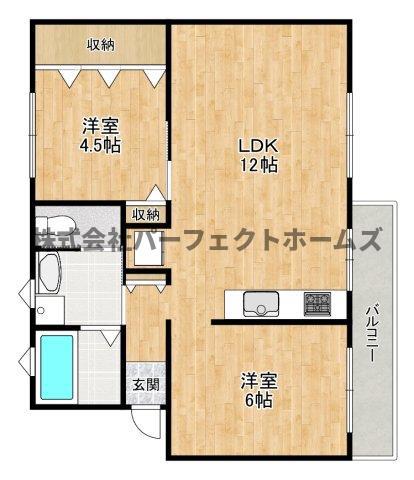 茄子作第7号棟(2LDK/1階)の間取り写真