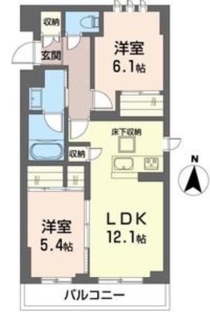 アルフラットコート(2LDK/1階)の間取り写真
