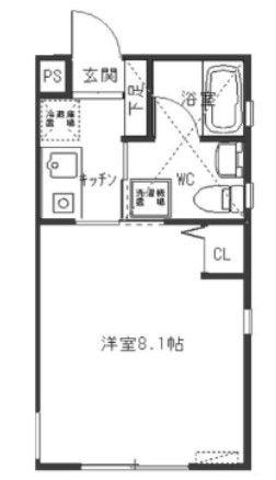 マイコート国立中II(1K/2階)の間取り写真