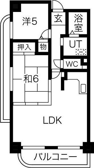 パルティール南ヶ丘(2LDK/2階)の間取り写真