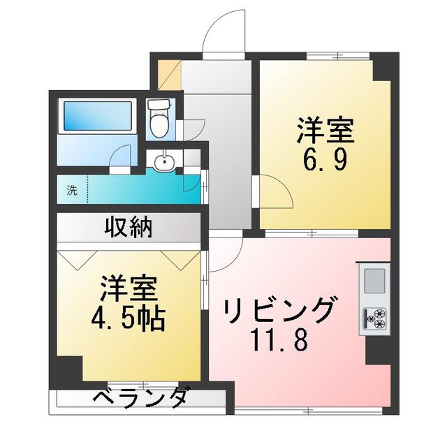 サニーハウス東陽町(2LDK/3階)の間取り写真