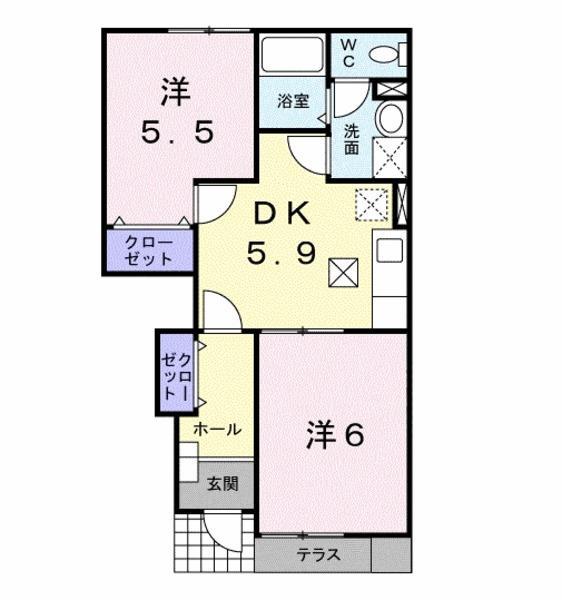 マックスシティⅠ(2DK/1階)の間取り写真