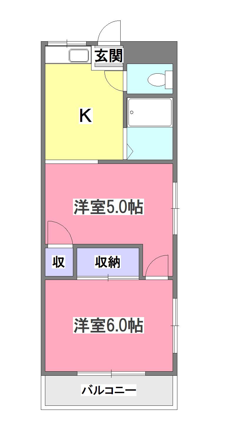 メゾン松山(1DK/2階)の間取り写真