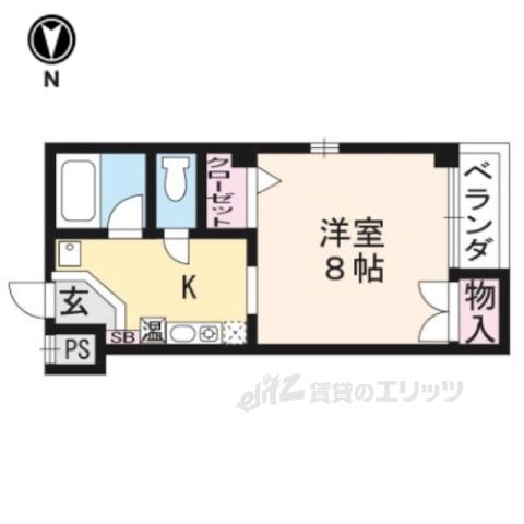 パレステージ二条(1K/4階)の間取り写真