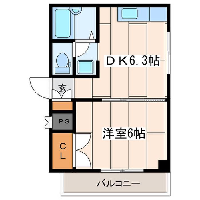 リベルテ京町(1DK/3階)の間取り写真