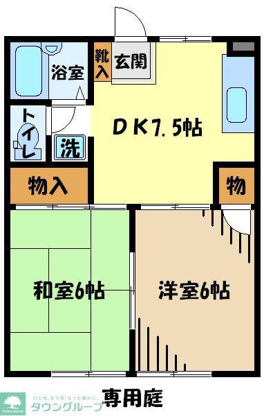 サマックス・ナガキドE棟(2DK/1階)の間取り写真