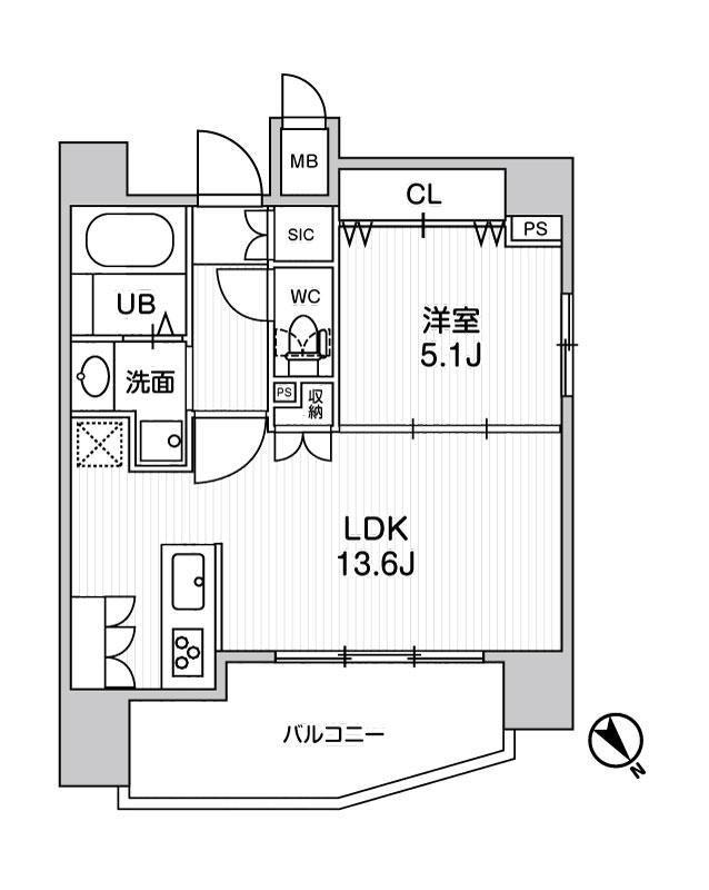 ステージファースト浅草橋III(1LDK/9階)の間取り写真