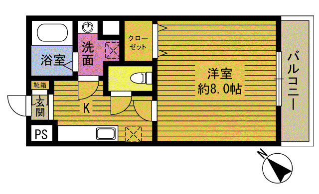 R-41番館(1K/3階)の間取り写真