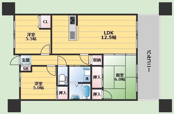 ヴェルドミール桃山台(3LDK/5階)の間取り写真
