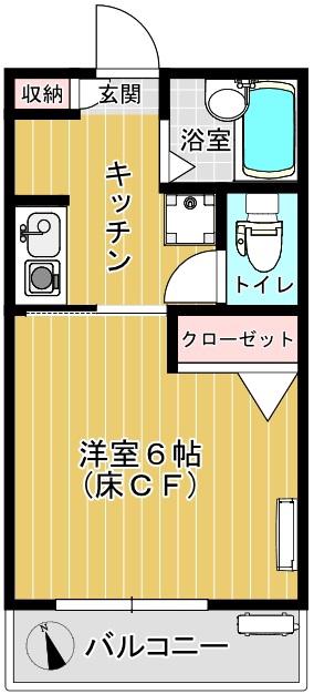 フラットKY(1K/3階)の間取り写真