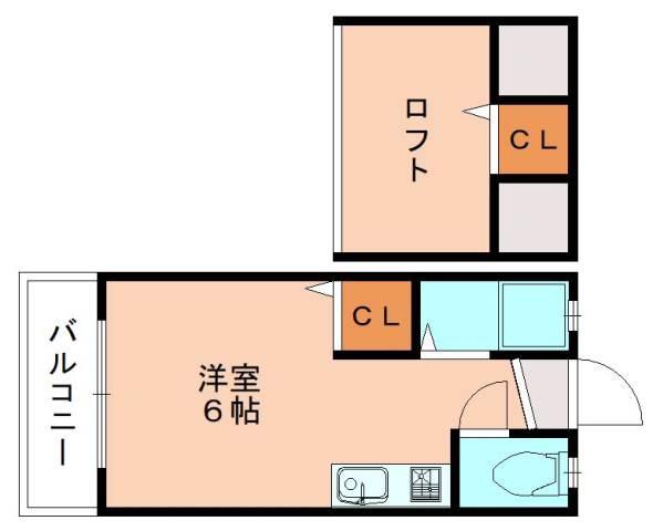 ウィング福間駅前II(ワンルーム/2階)の間取り写真