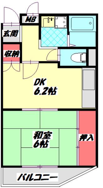 ガーデンハイツ(1DK/2階)の間取り写真