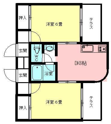 フロレスタ城の平(2DK/2階)の間取り写真