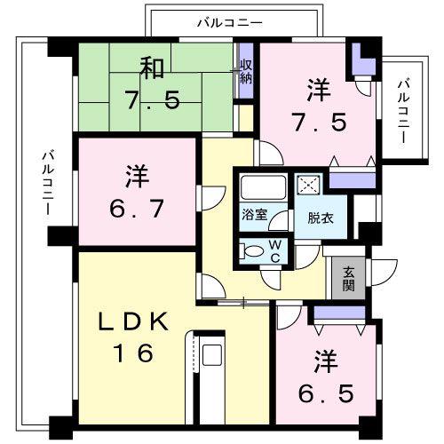 ダイアパレス築地(4LDK/13階)の間取り写真
