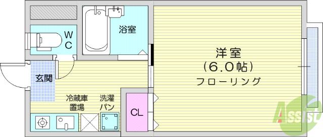 メゾン川内A棟(1K/1階)の間取り写真
