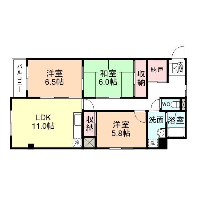 サンサーラ大町(3LDK/2階)の間取り写真