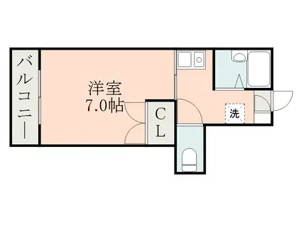 アップルコート紫原II(1K/3階)の間取り写真