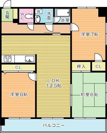 パストラール(3LDK/7階)の間取り写真