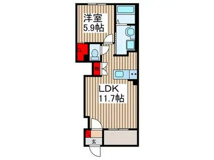ロイヤルコート王将(1LDK/1階)の間取り写真