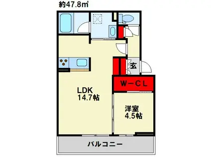 シャーメゾン スプリング デイズ(1LDK/3階)の間取り写真
