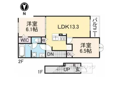 フォルトゥーナ西岡屋2(2LDK/2階)の間取り写真